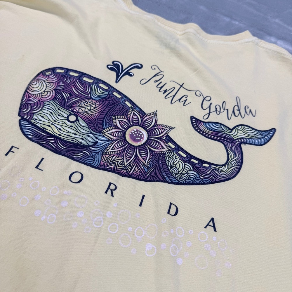 Blue 84 Punta Gorda Florida Whale Graphic Long Sleeve T-Shirt Yellow XL